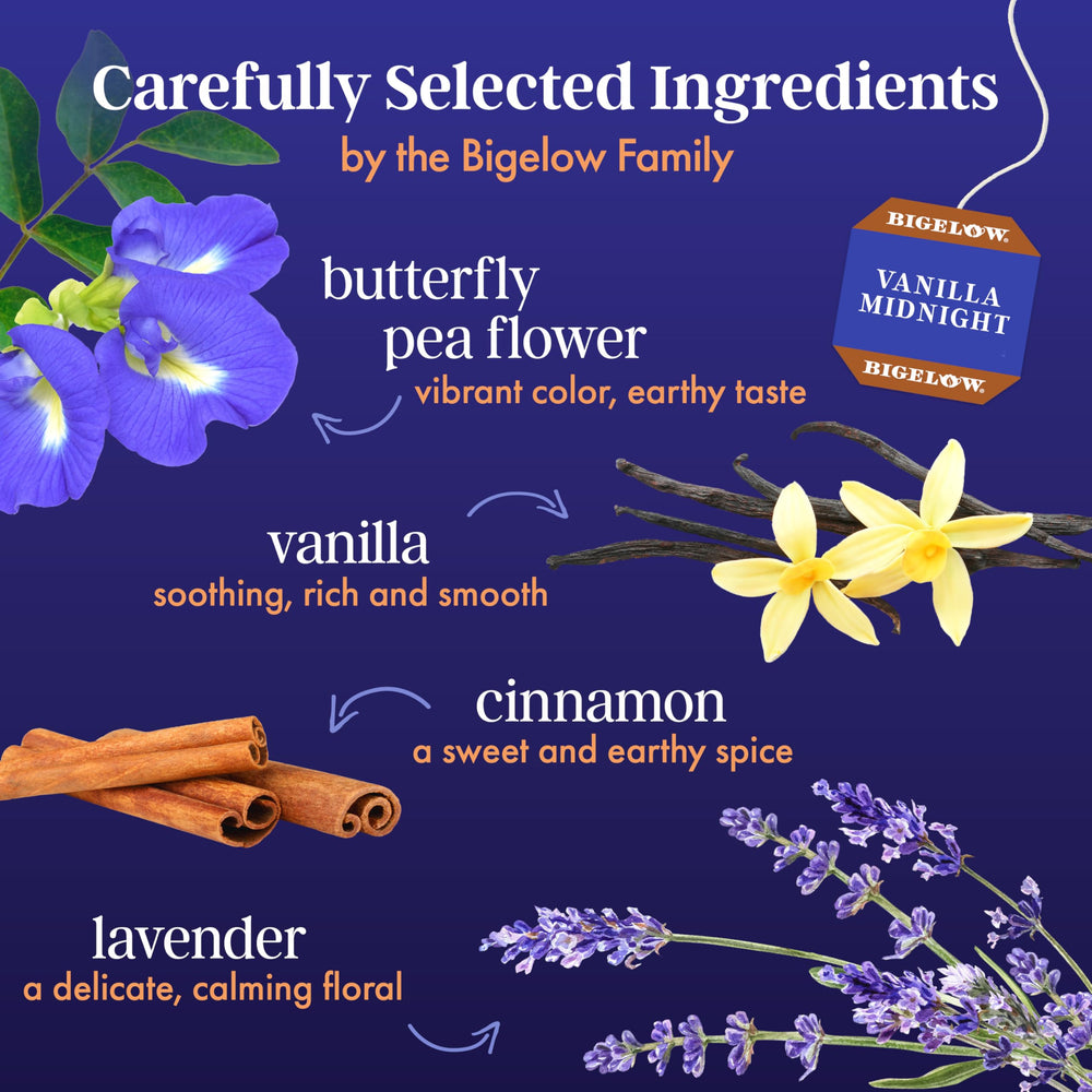 Dried butterfly pea flowers with vanilla and cinnamon for a fragrant infusion