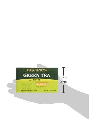 United States origin badge on Bigelow Green Tea Lemon Decaf box.