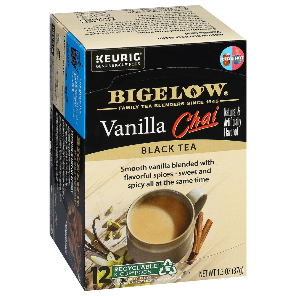 Bigelow Vanilla Chai Keurig pod pack for quick, flavorful single-serve tea.