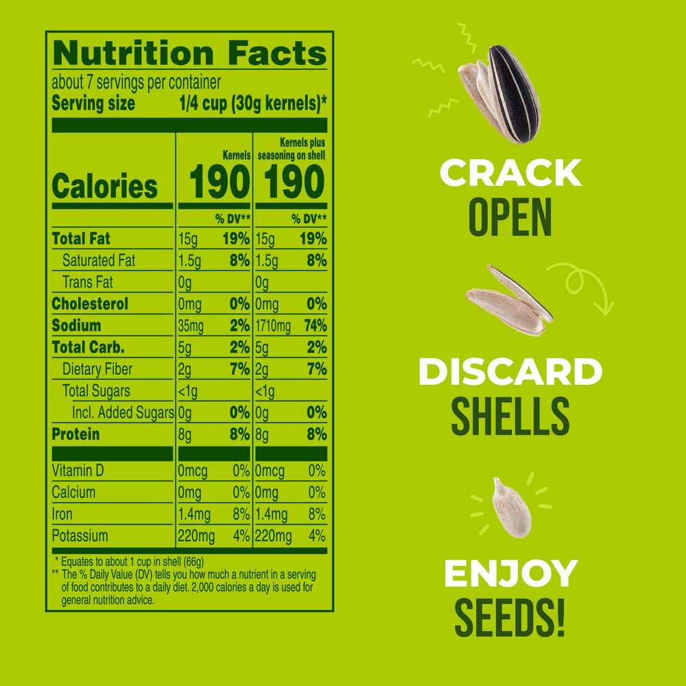 BIGS Vlasic Dill Pickle Sunflower Seeds bag back, nutritional details and resealable design.