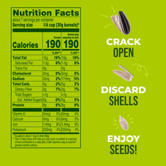 BIGS Vlasic Dill Pickle Sunflower Seeds bag back, nutritional details and resealable design.