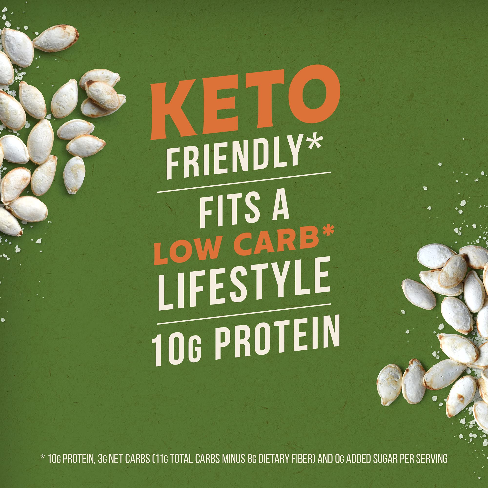 BIGS pumpkin seeds label info closeup noting protein per serving.