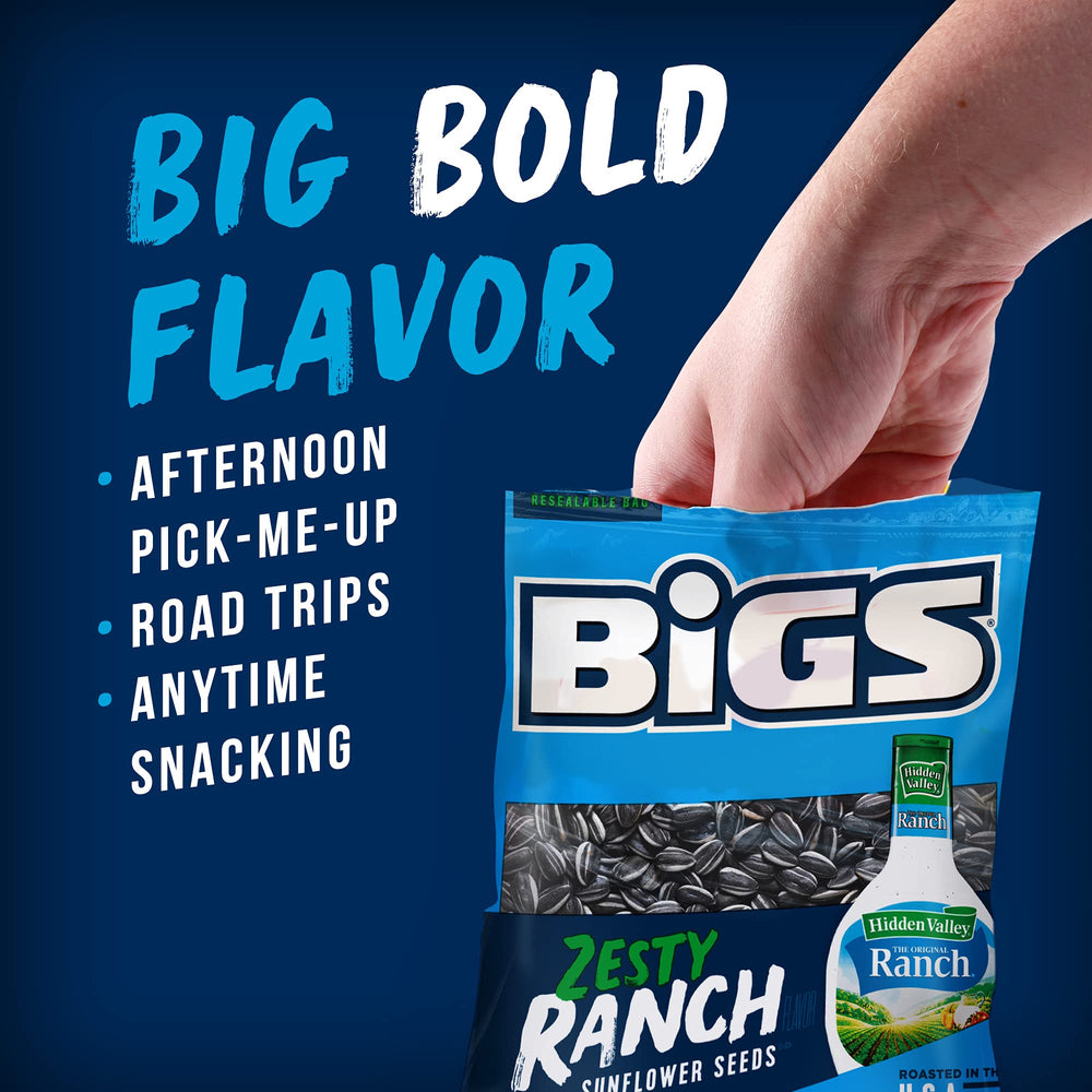 BIGS resealable bag keeps flavor fresh for on-the-go snacking.