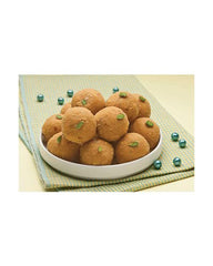 Bikaji Besan Ladoo slow-roasted in desi ghee aroma on display.