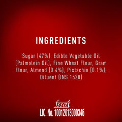 BIKAJI Soan Papdi closeup of flaky layers with melt-in-mouth texture.