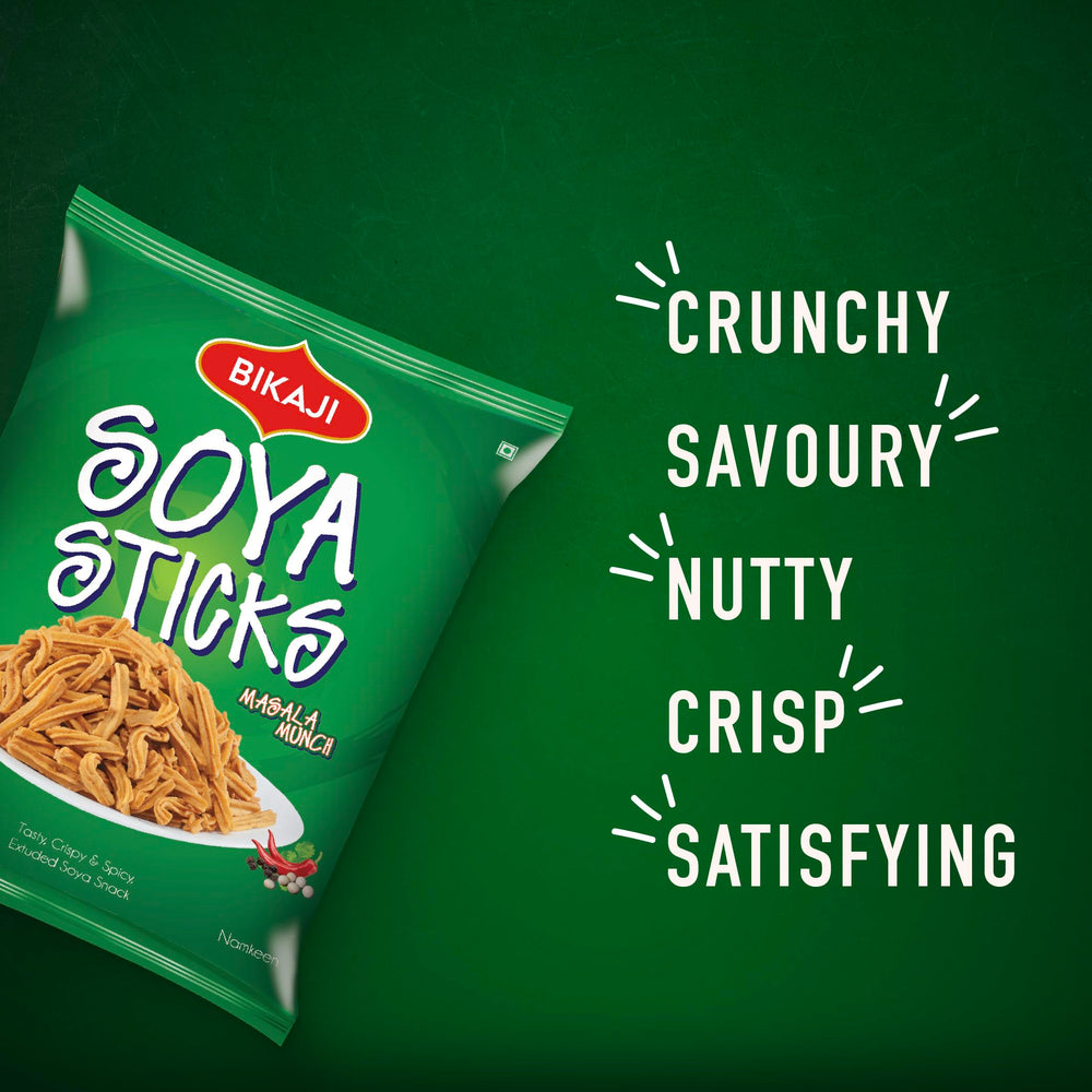 BIKAJI Soya Sticks Masala Munch ingredients include soya flour.