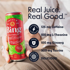 BING Citrus Energizing Juice Case Pack 12, convenient for offices and homes.