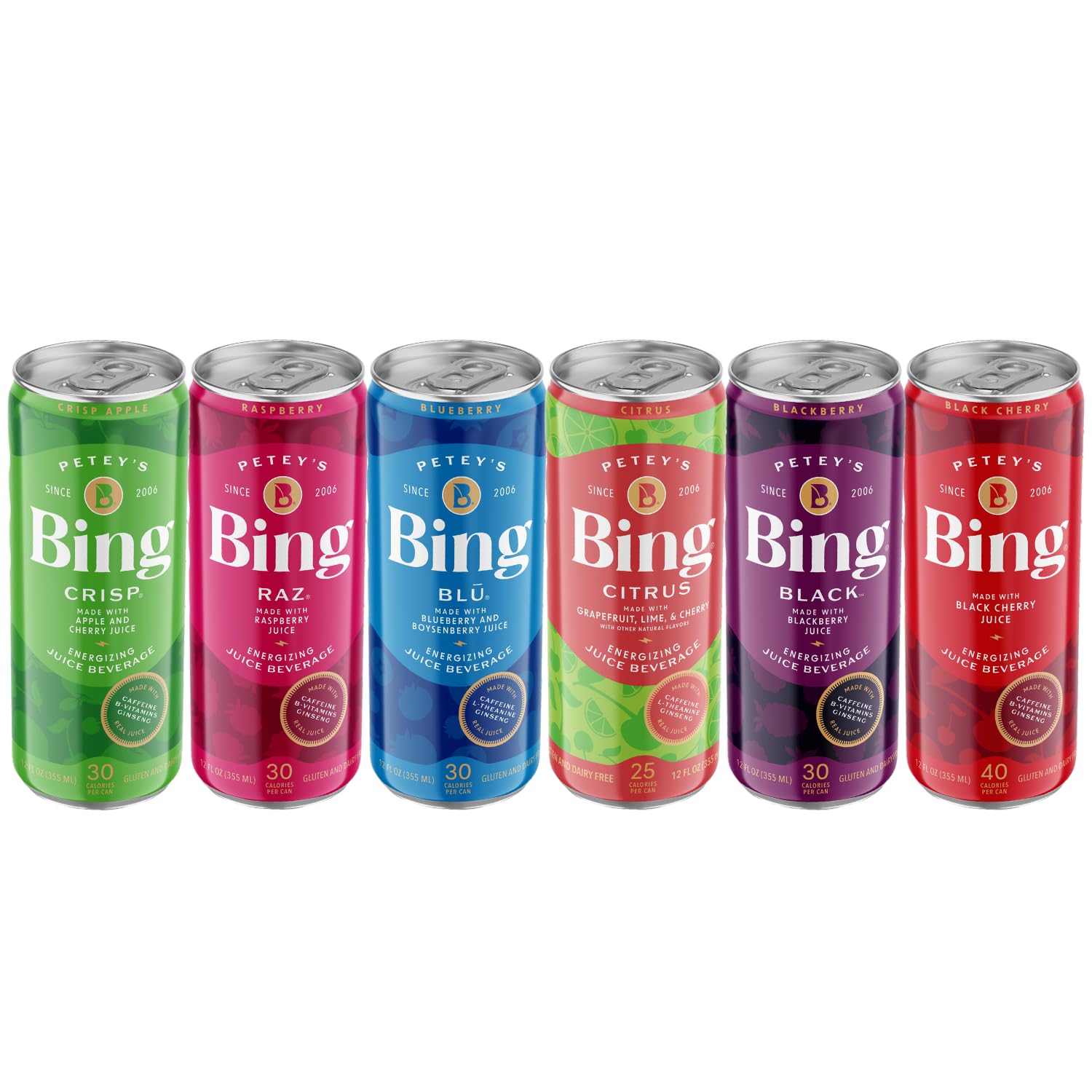 BING Energizing Juice Citrus can, tangy aroma and refreshing finish