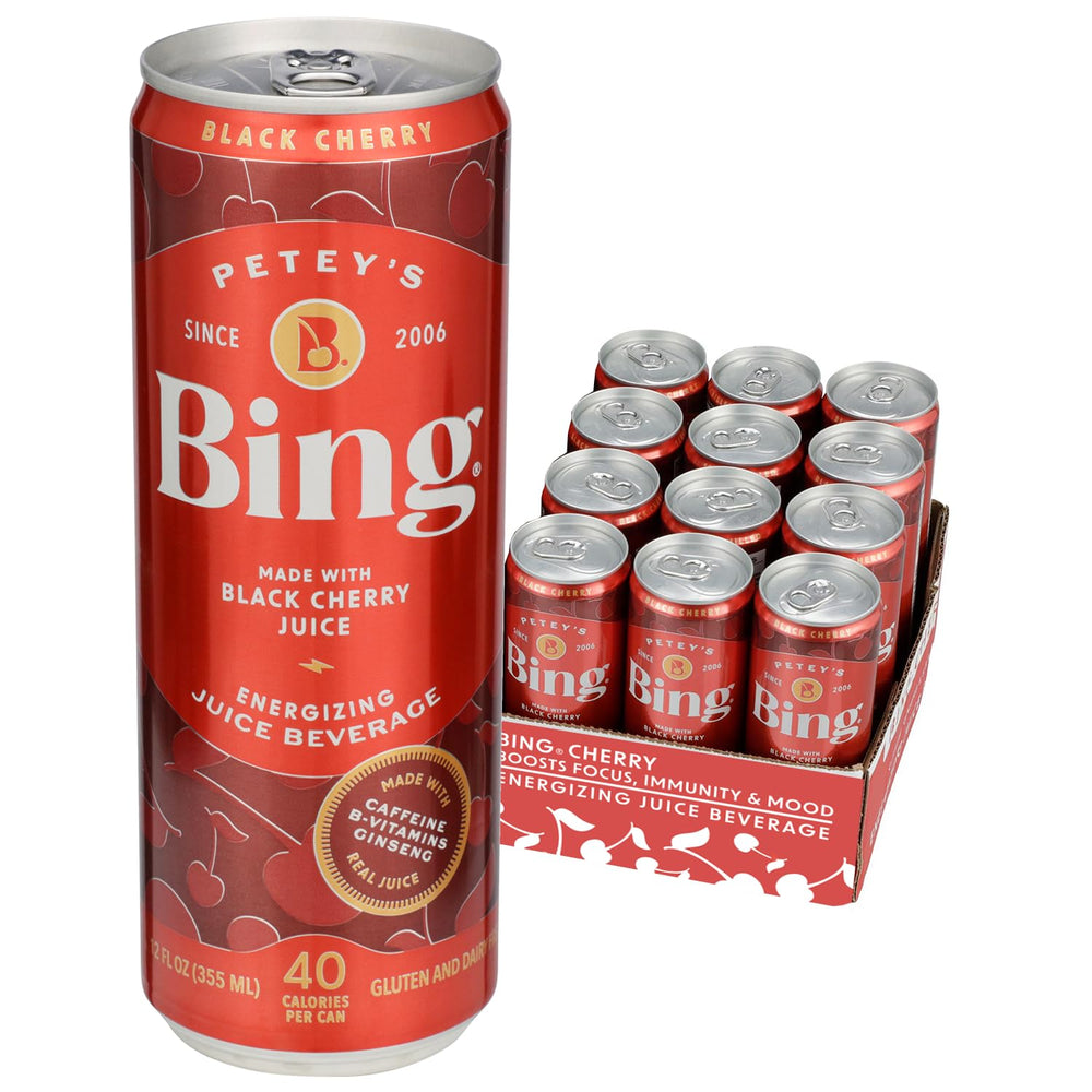 BING Energizing Cherry case pack shown for group snacks and on-the-go refreshment