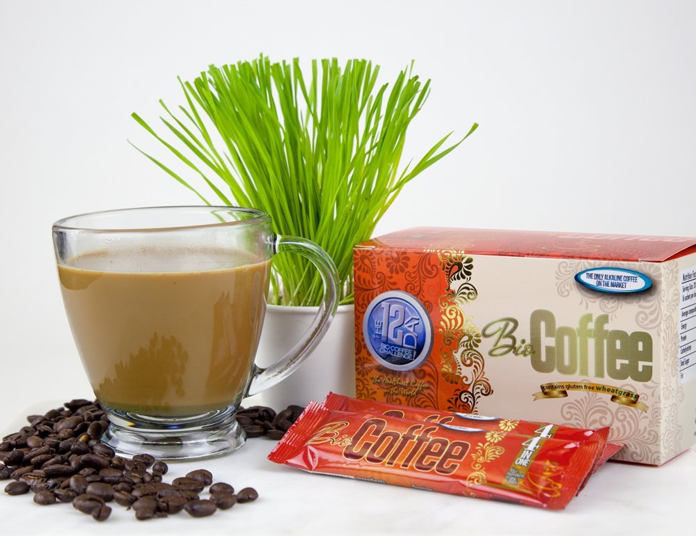 Bio Coffee fiber-rich and chlorophyll-filled drink ready in seconds.