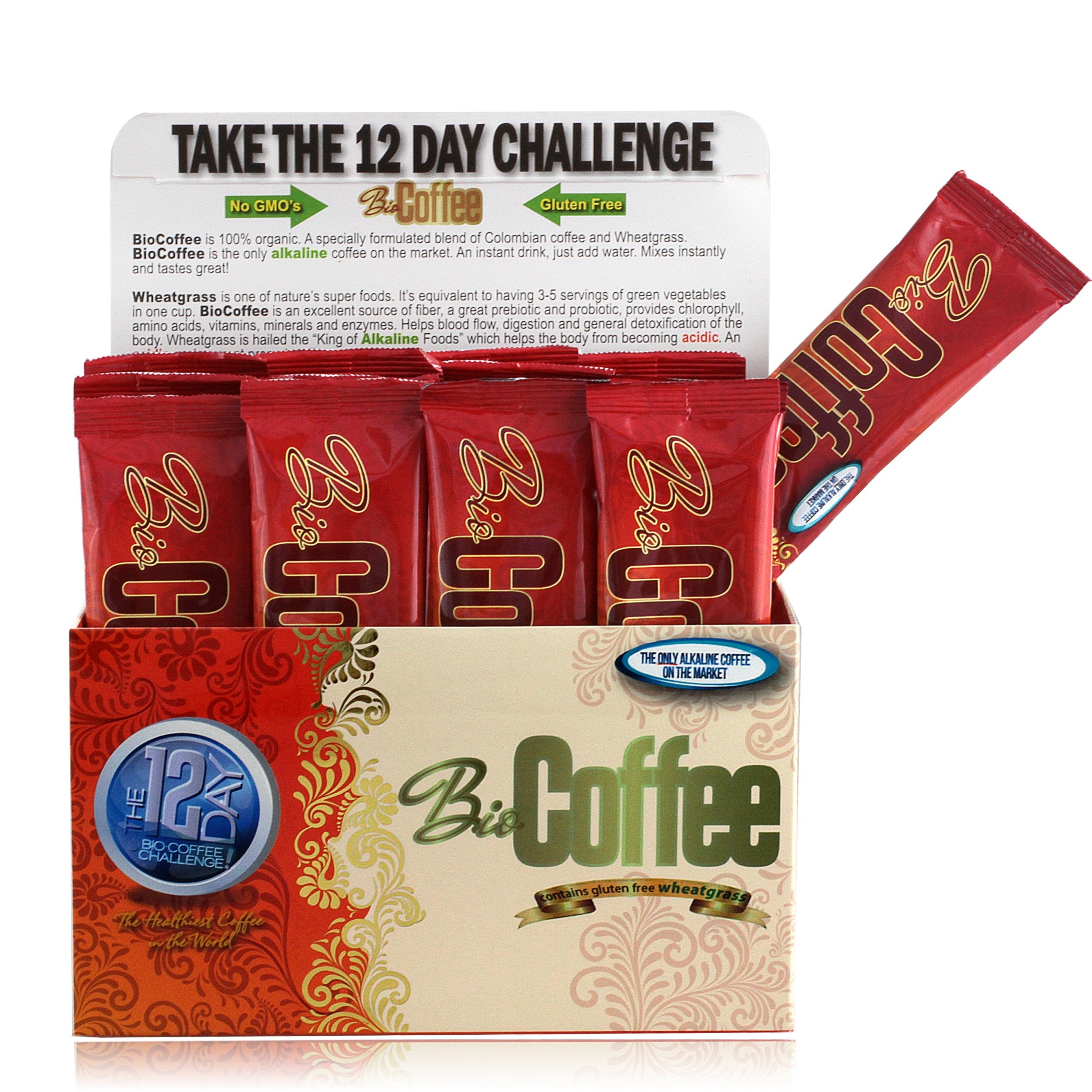 Bio Coffee instant mix dissolves in water for quick energy anywhere.