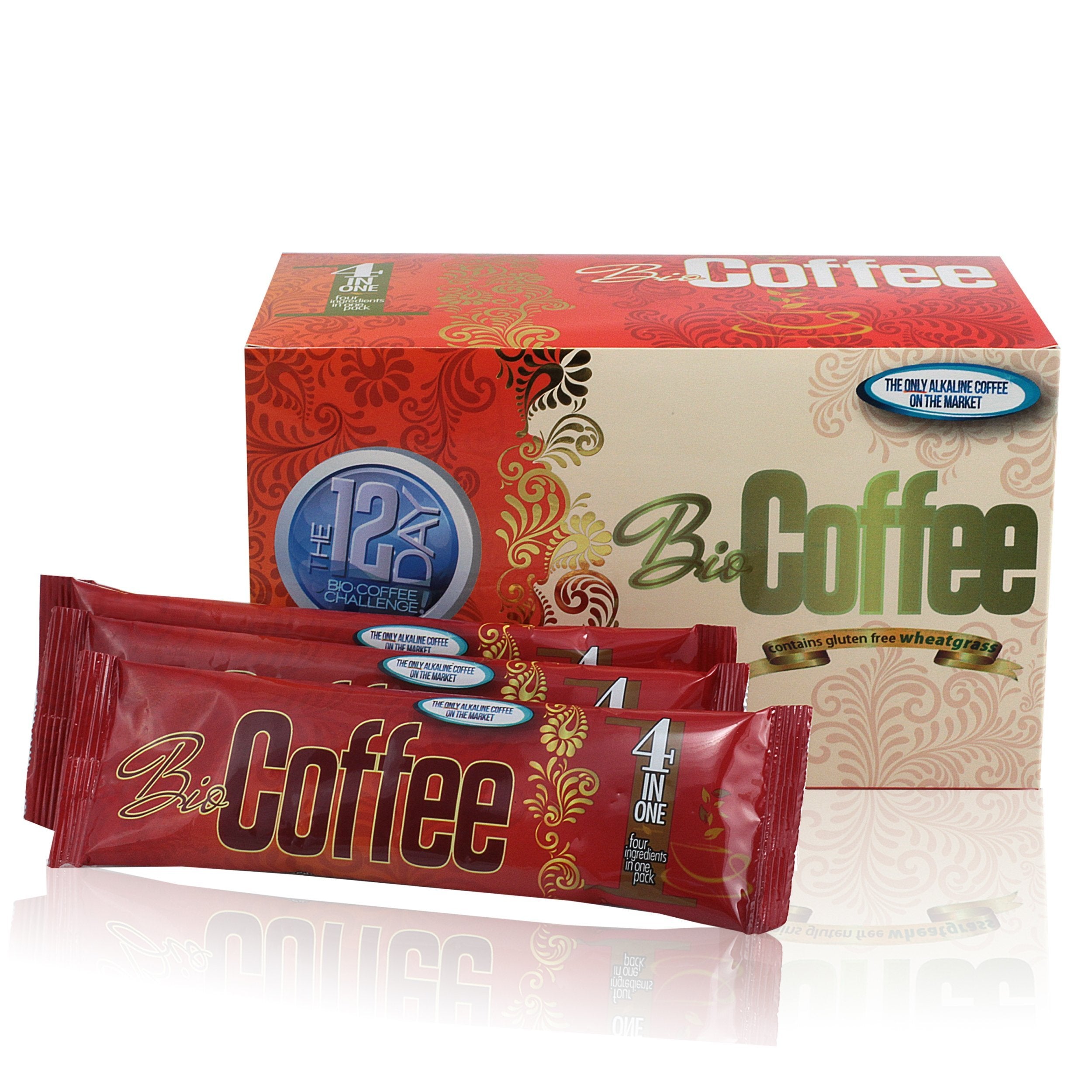 Bio Coffee organic plant-based label highlights ingredients and quality.