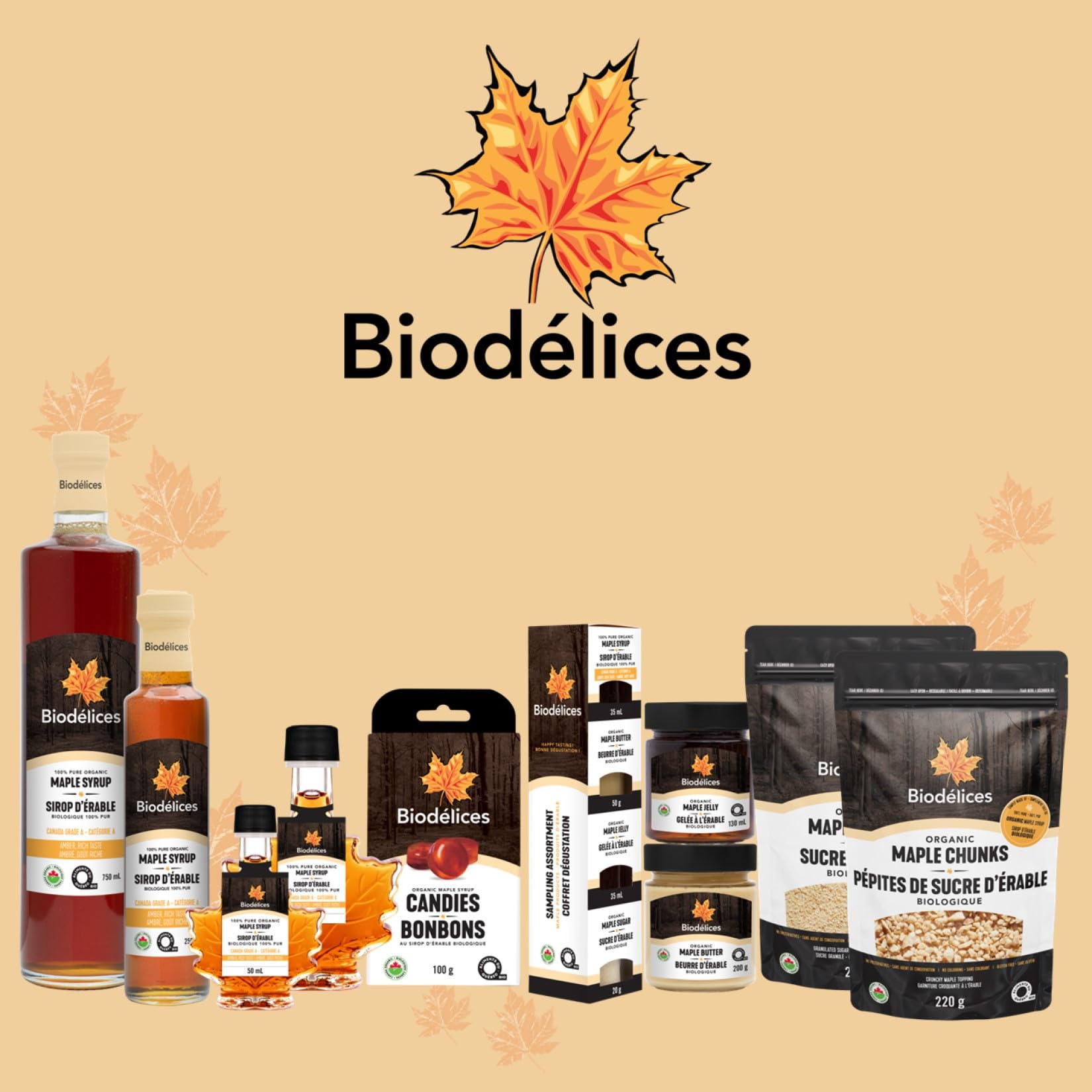 BIODELICES organic syrup bottle in recyclable packaging for eco-conscious shoppers