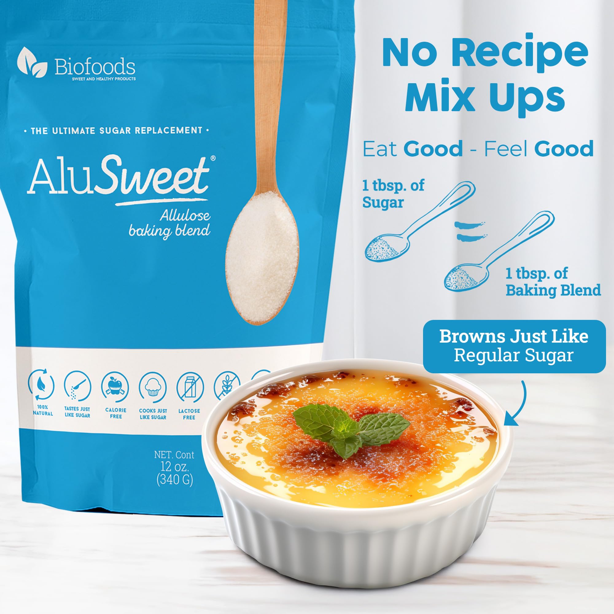 Biofoods AluSweet baking-dough illustrates sugar substitution in cookies and cakes.