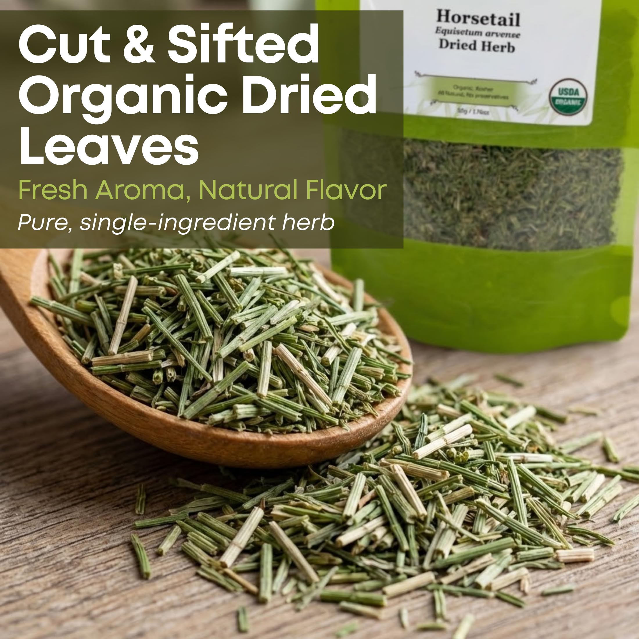 Biokoma Horsetail Tea in a kitchen scene, pure, additive-free.