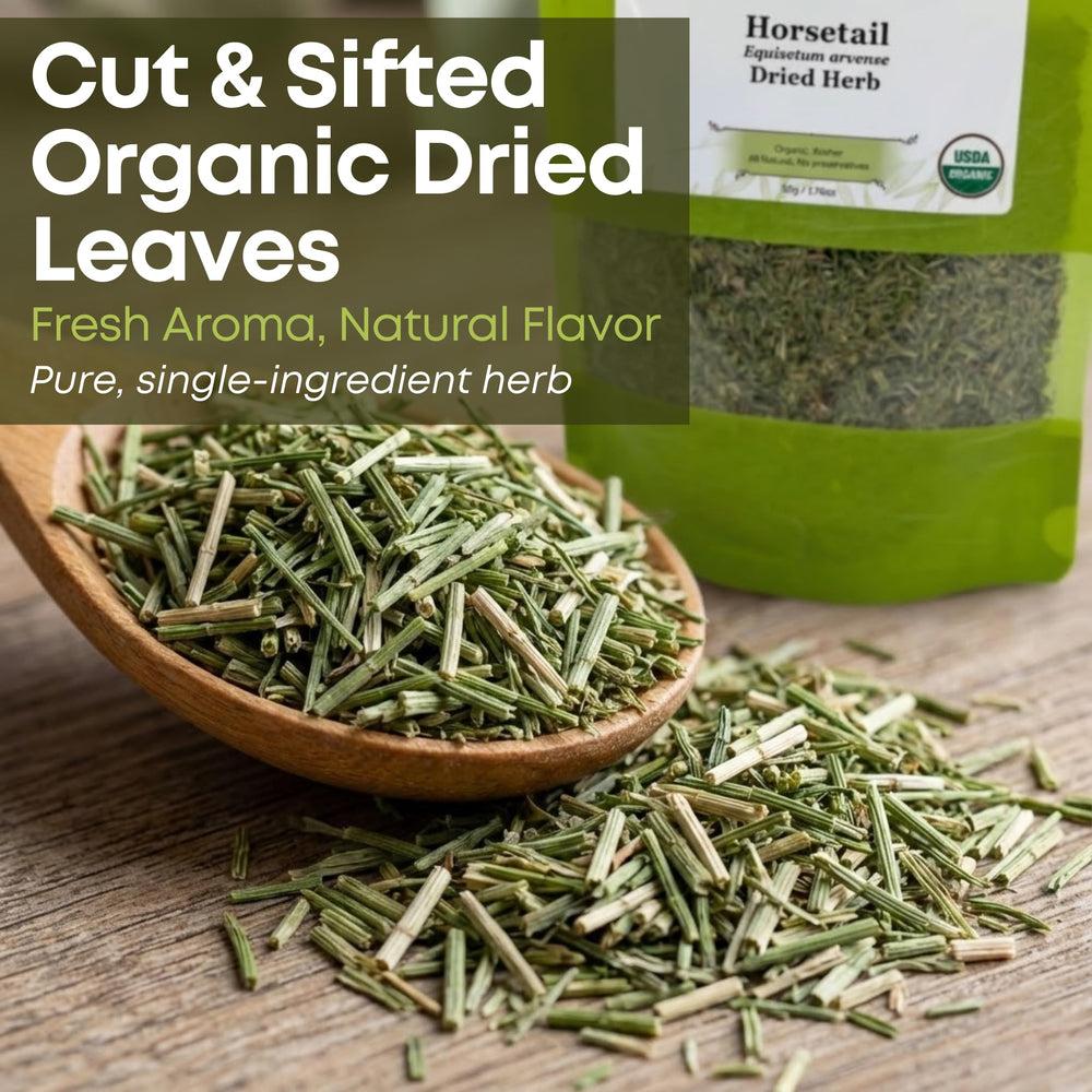 Biokoma Horsetail Tea in a kitchen scene, pure, additive-free.
