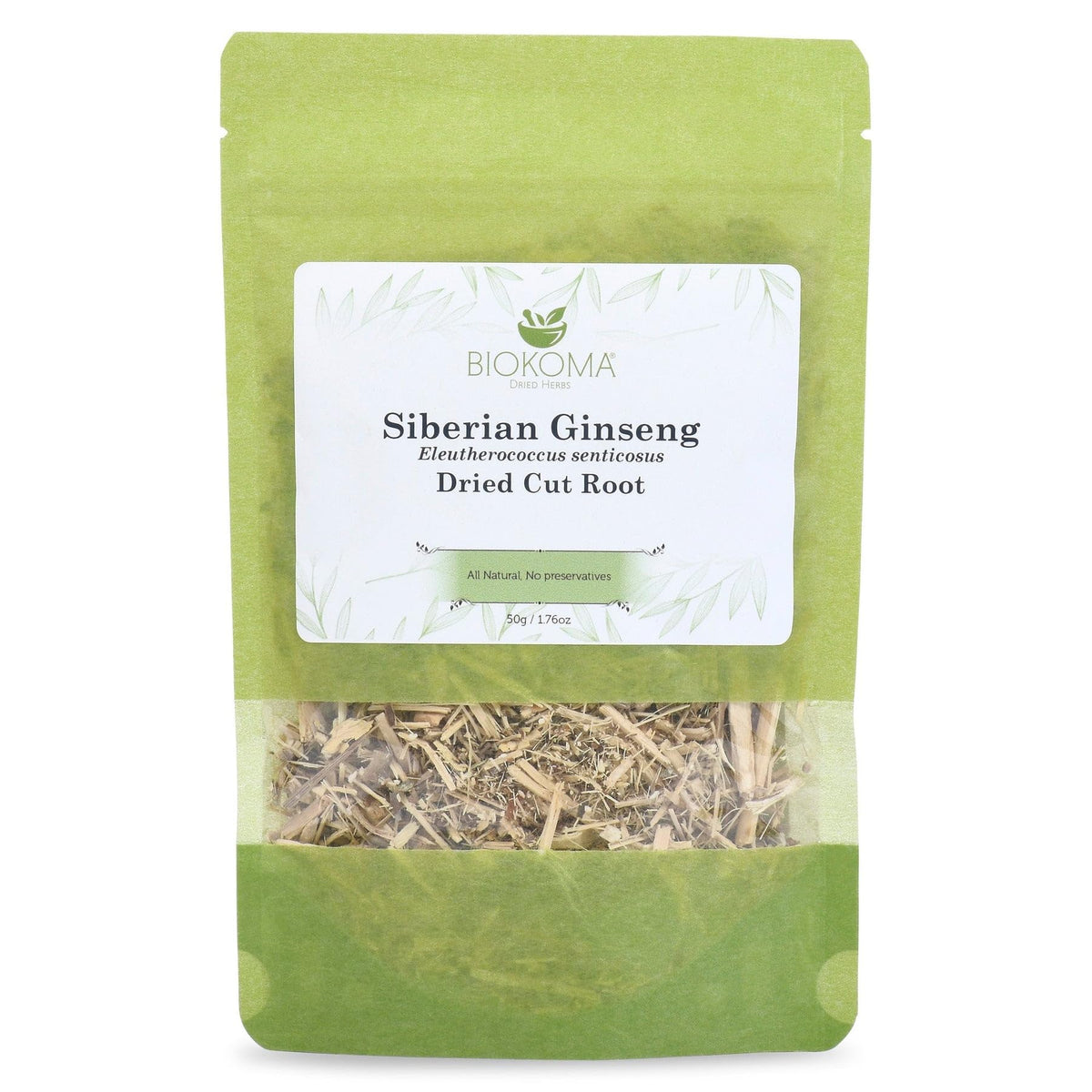 Biokoma Siberian Ginseng dried root 50g packaging ready for a fragrant herbal tea