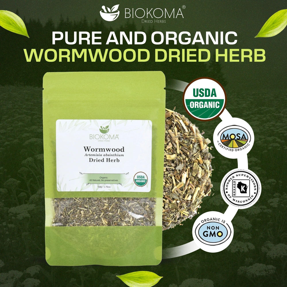 Biokoma Wormwood close-up highlights vibrant texture and single-ingredient purity