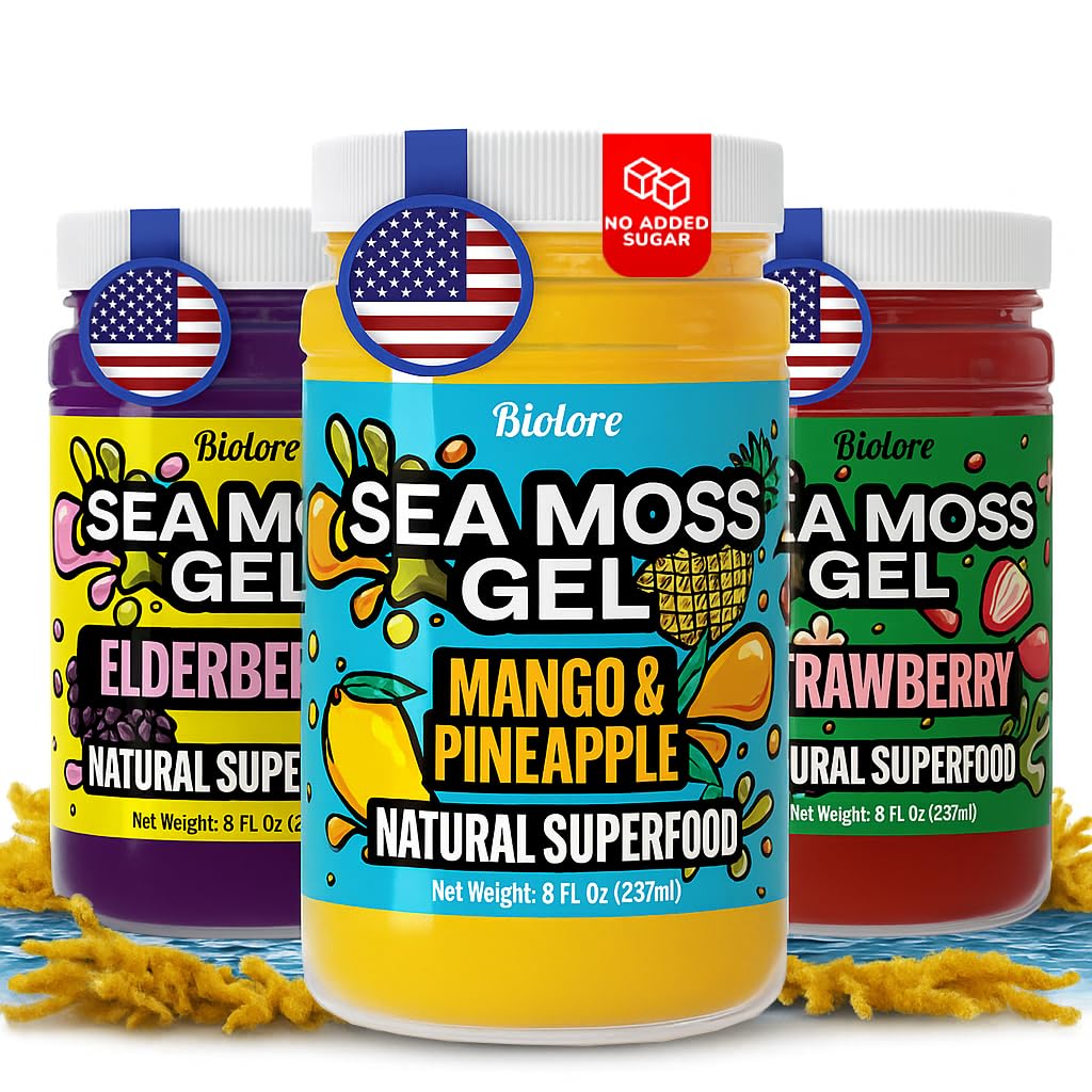 Biolore sea moss gel mango pineapple jar for smoothies and daily wellness