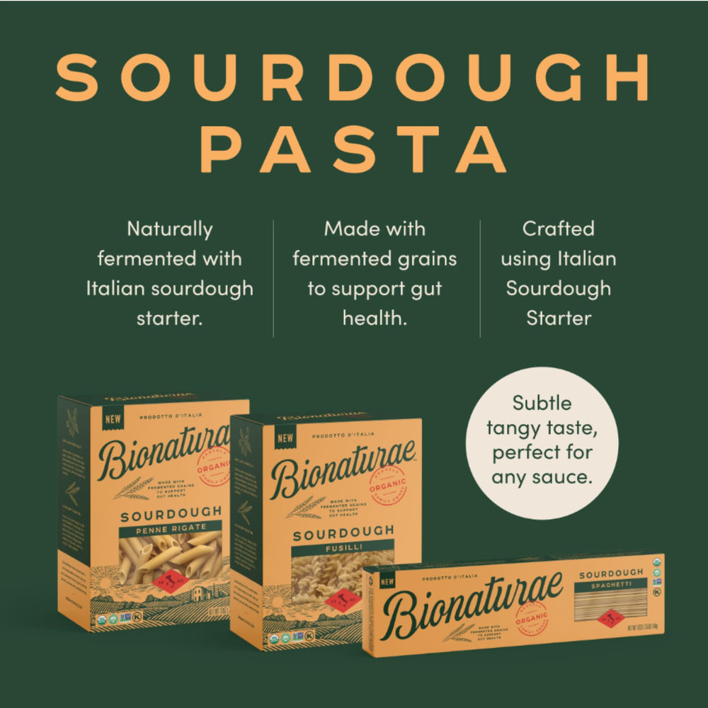 Bionaturae bronze-die cut spaghetti strands offer a rustic, firm texture.