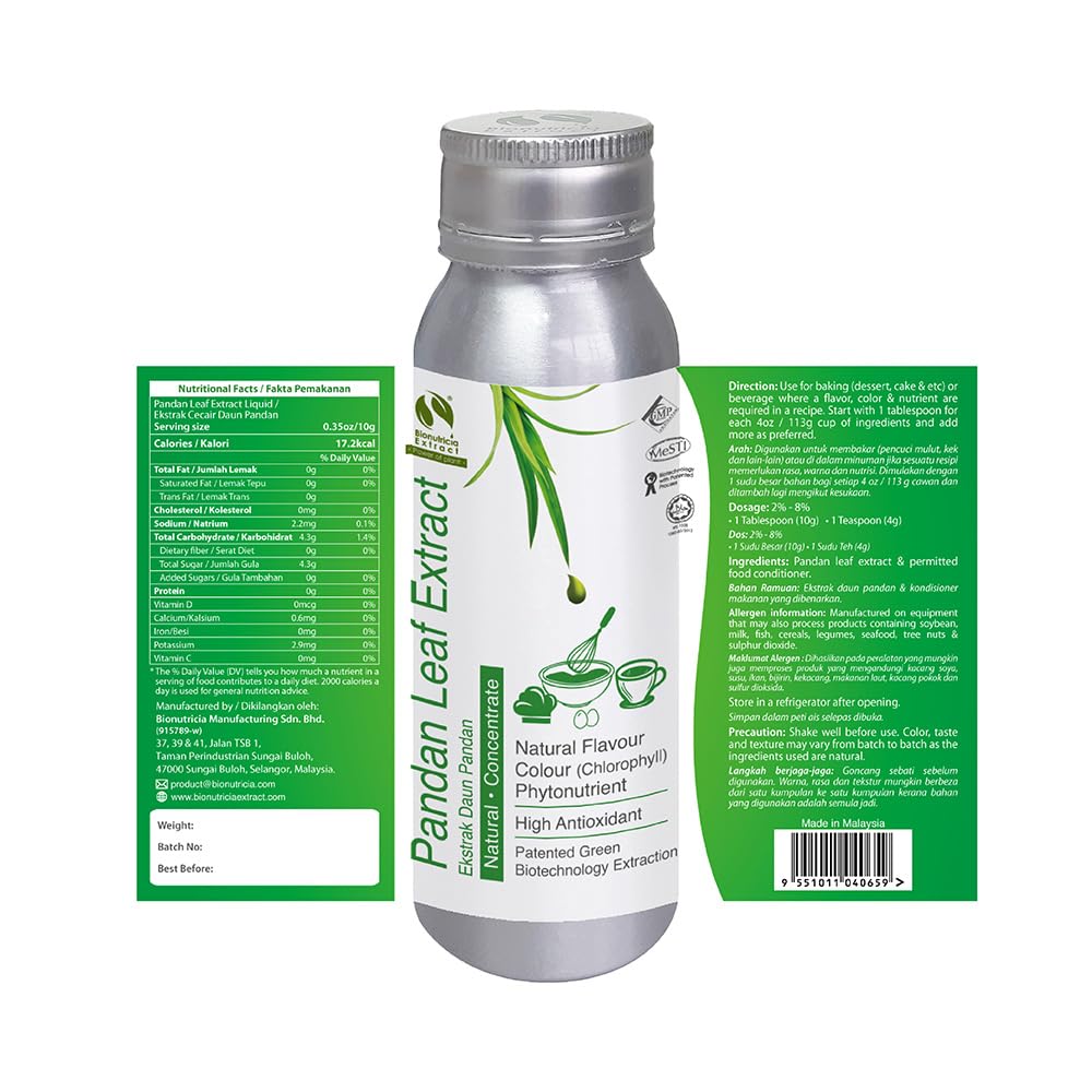 BIONUTRICIA EXTRACT Pandan cooking setup, easy integration into baking.