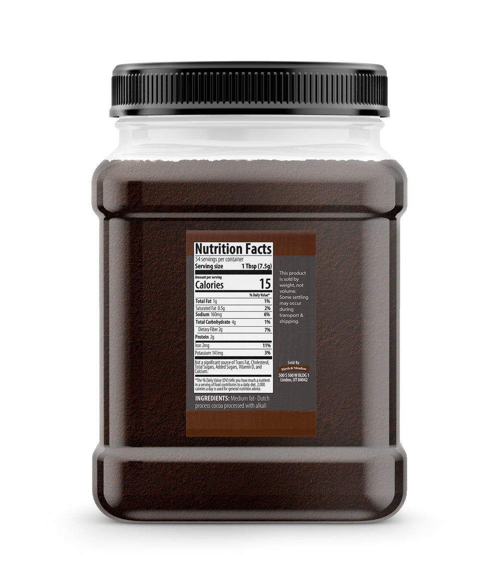 Birch and Meadow Black Cocoa Powder Dutch-processed texture highlights rich baking results.