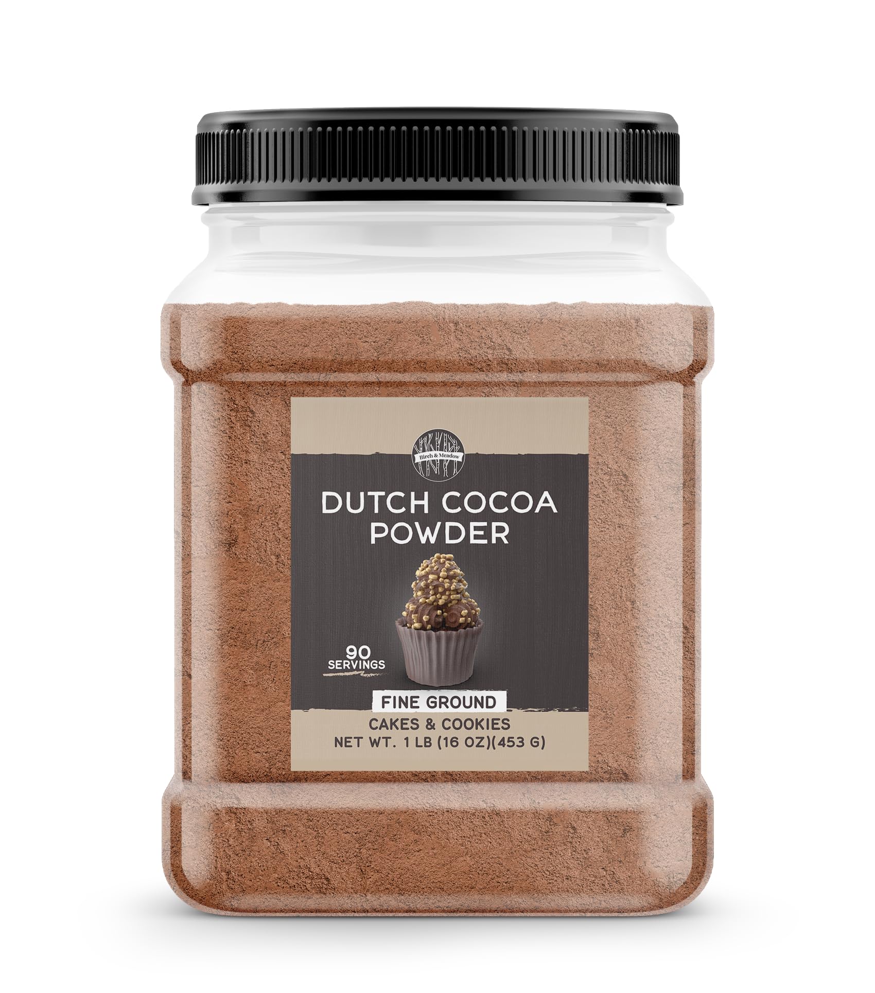 Birch and Meadow Dutch cocoa powder jar for fresh baking flavor.
