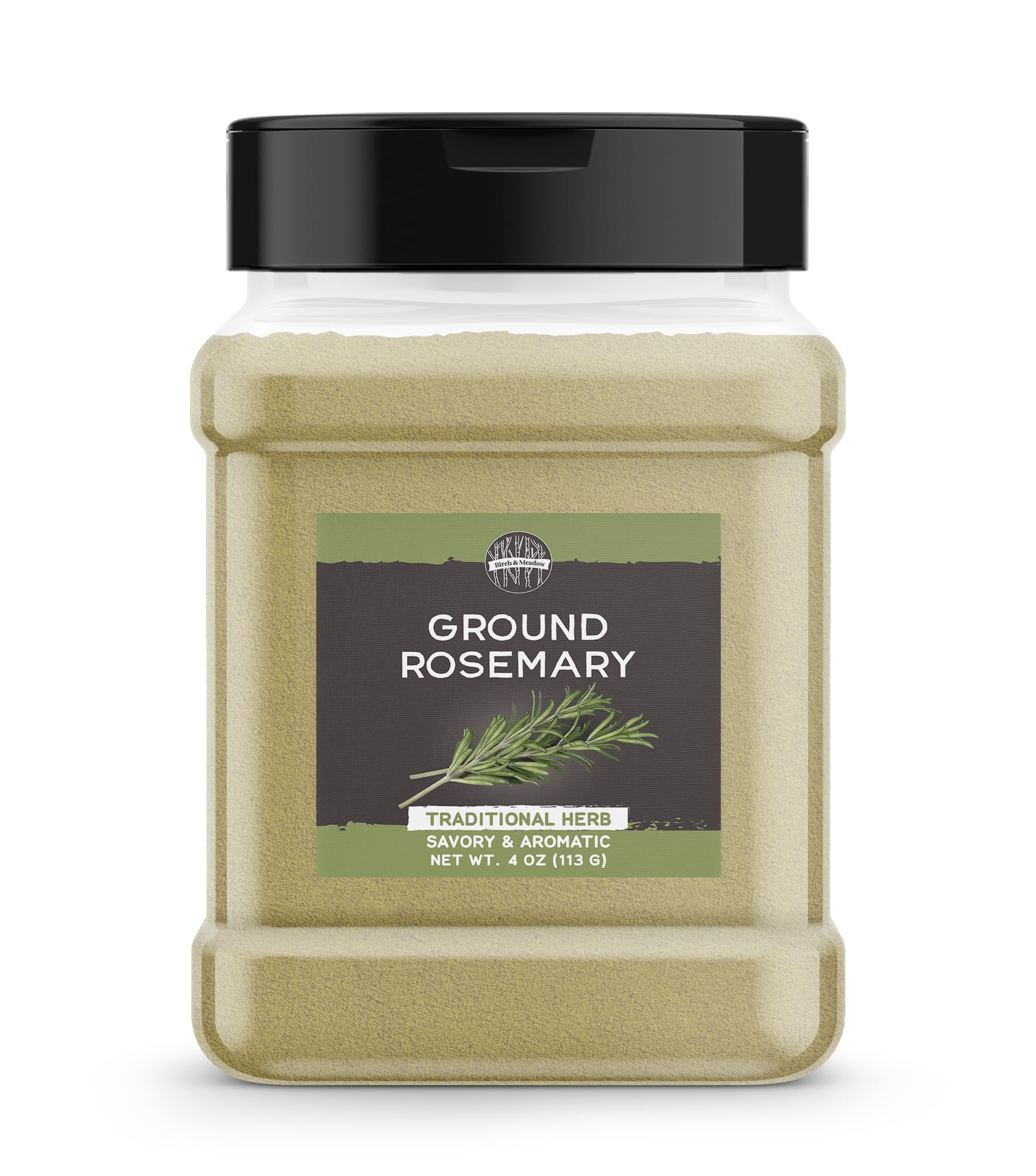 Birch & Meadow ground rosemary close-up, finely ground spice ideal for roasting and seasoning