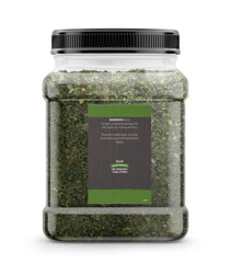 Birch & Meadow dried chives displayed on a kitchen counter with resealable packaging.