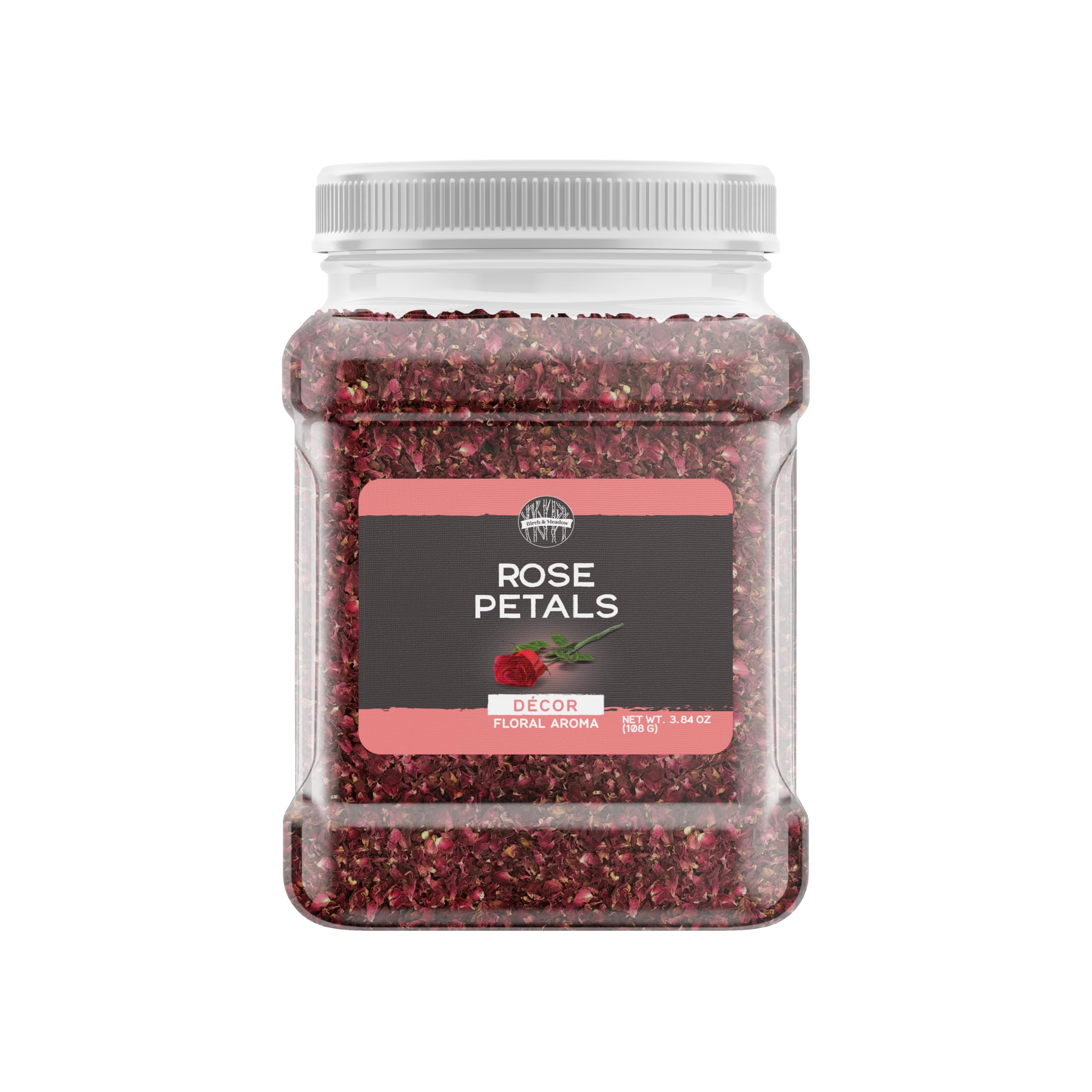 Birch & Meadow rose petals in a resealable jar for easy storage and culinary use.
