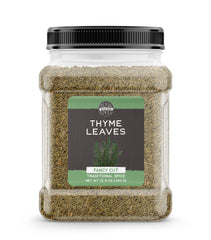 Birch & Meadow Thyme Leaves close-up in a jar, elevating soups and pastas with aroma.