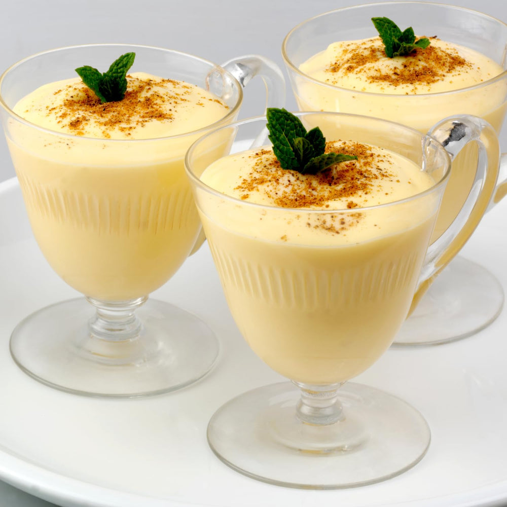 Bird's custard close-up reveals a silky, creamy consistency.