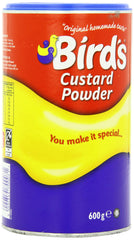 Bird's Vanilla Custard Powder contents ready to mix with milk