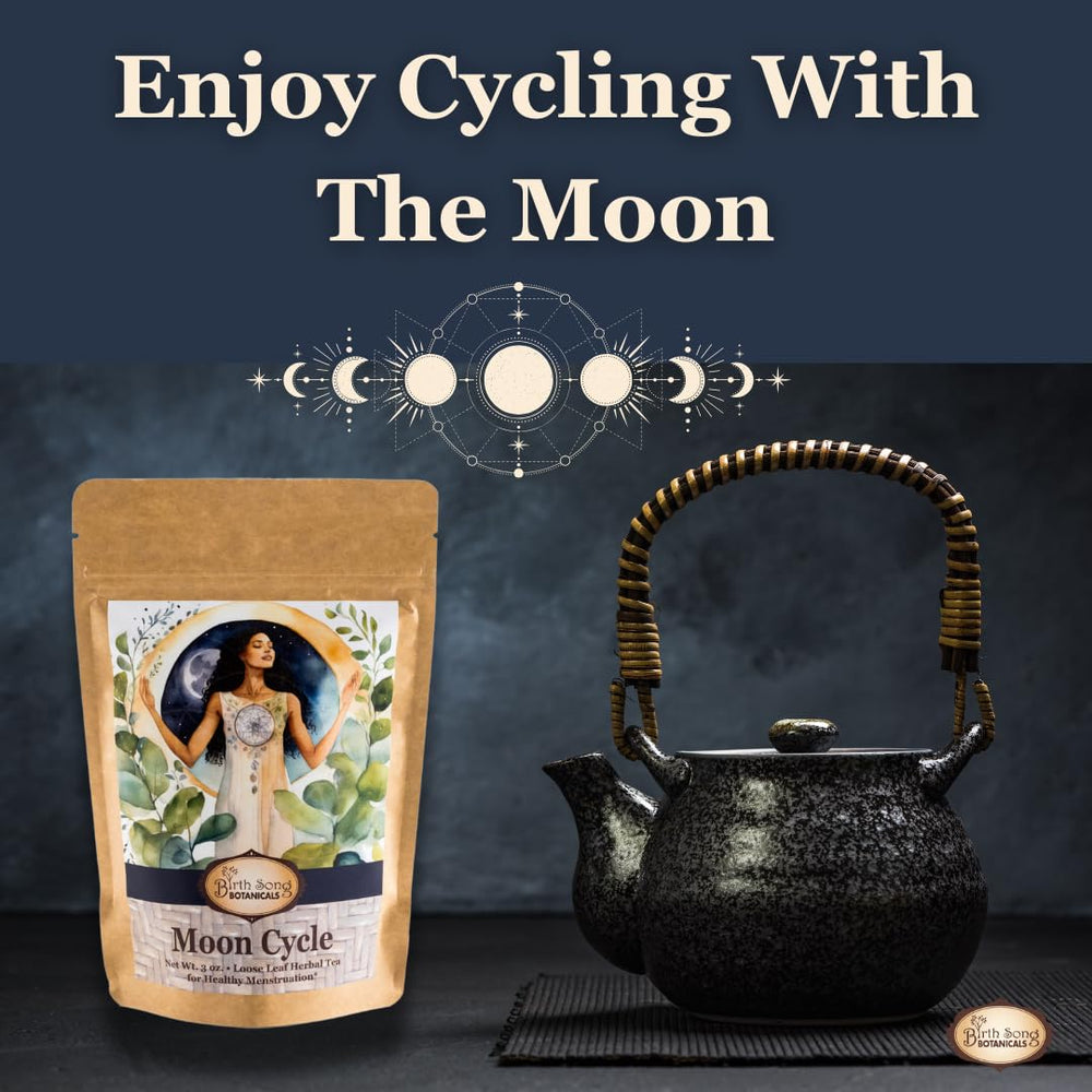 Birth Song Botanicals Moon Cycle Tea mugwort leaves highlight for balance