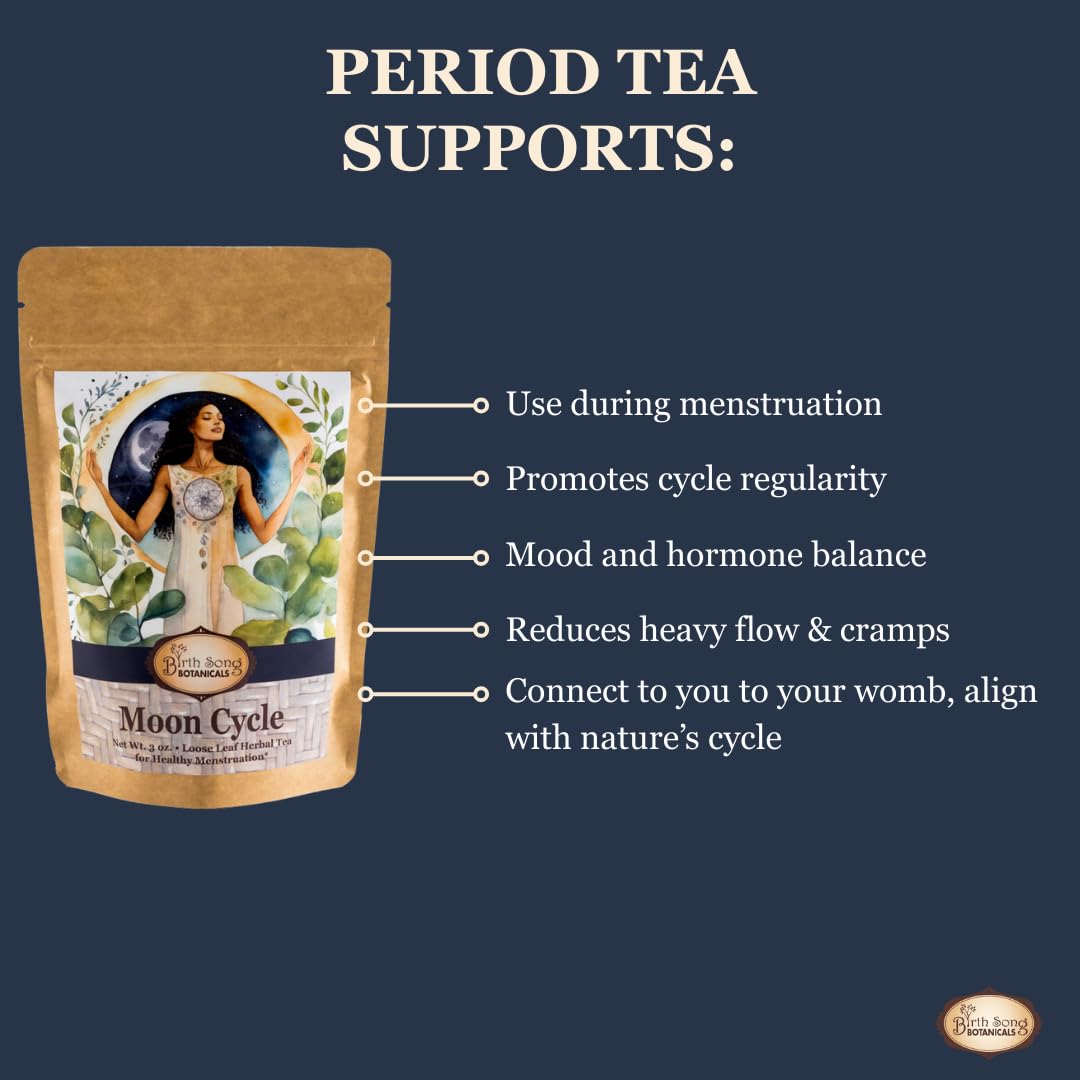 Birth Song Botanicals Moon Cycle Tea raspberry leaf highlight for menstrual comfort