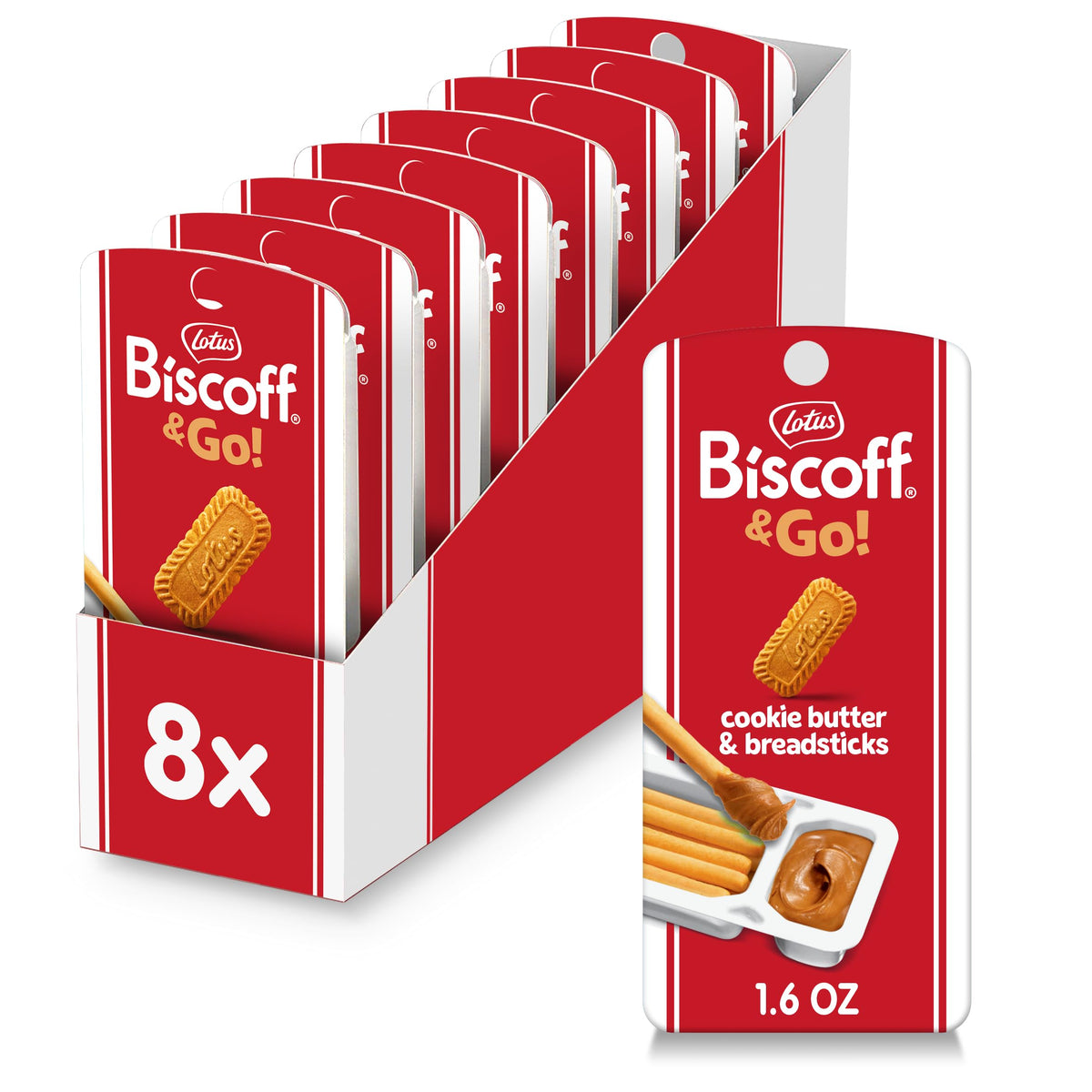 Biscoff Go cookie butter and breadsticks for dipping on the go.