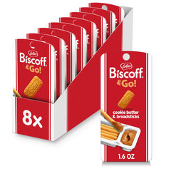 Biscoff Go cookie butter and breadsticks for dipping on the go.