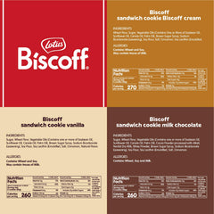 Lotus Biscoff vanilla cream sandwich cookie slice close-up.