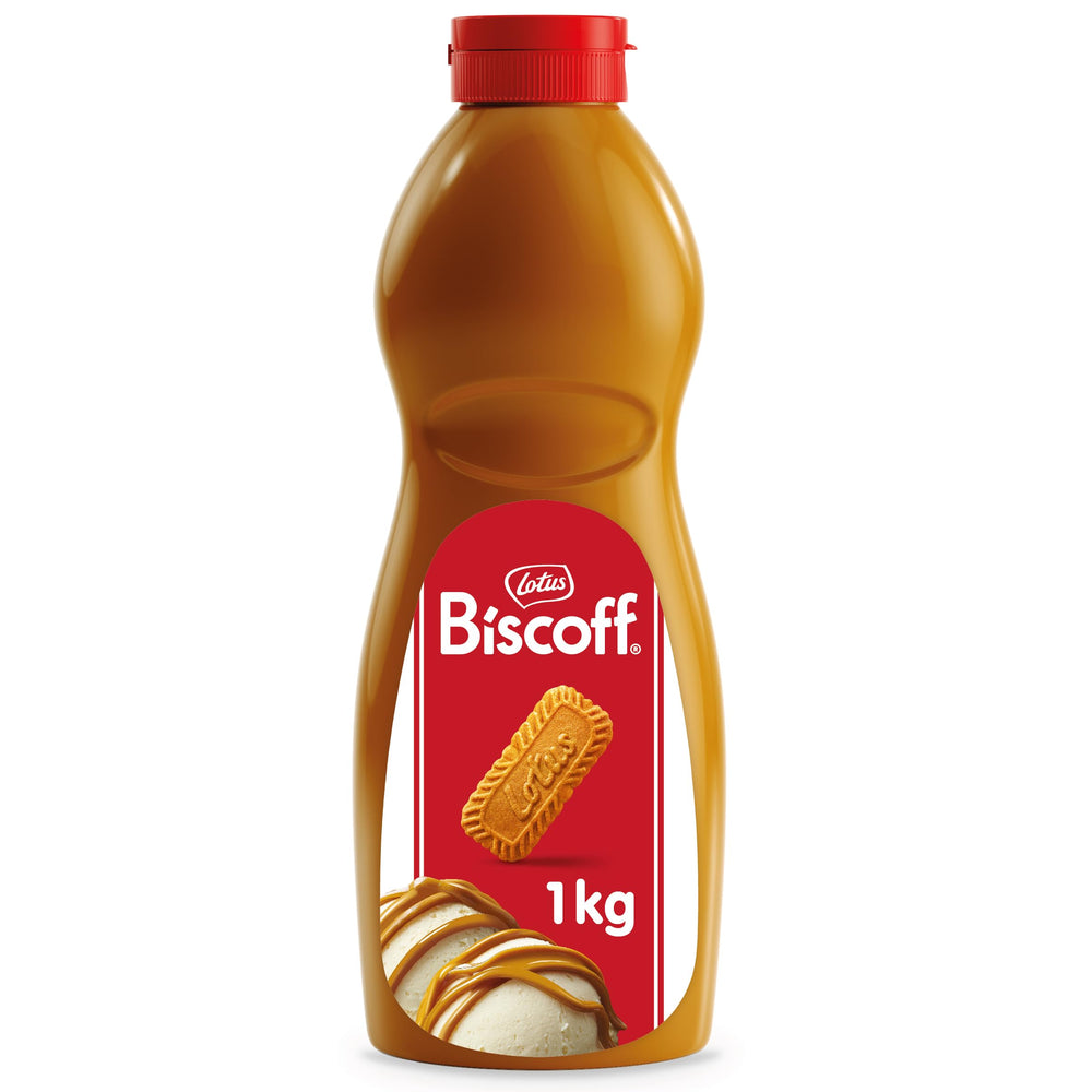 Biscoff Spread Topping 1L bottle for smooth dessert drizzle
