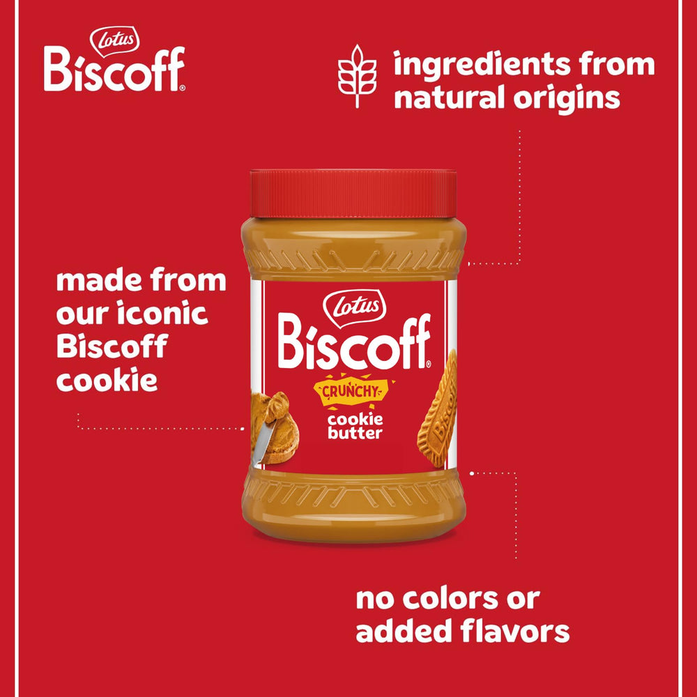 Biscoff Crunchy Spread label highlights vegan and non-GMO attributes