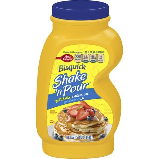 Bisquick Shake'N Pour bottle with spout for quick breakfasts.