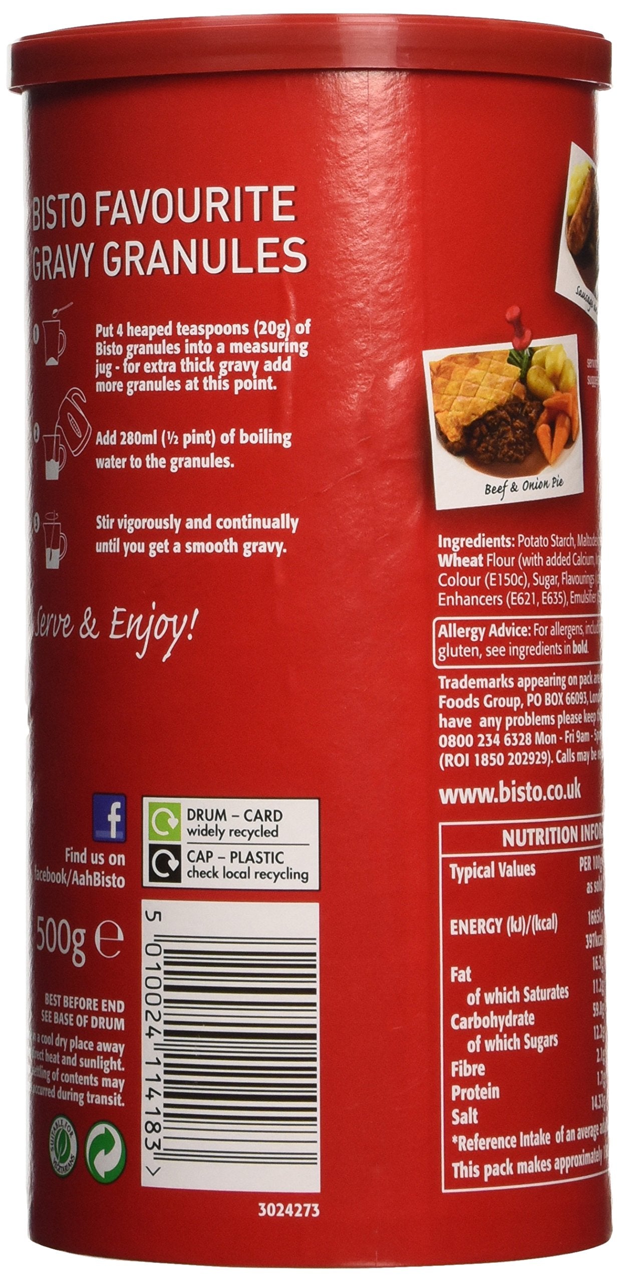 Bisto Beef Gravy Granules close-up shows rich texture ideal for roasts.