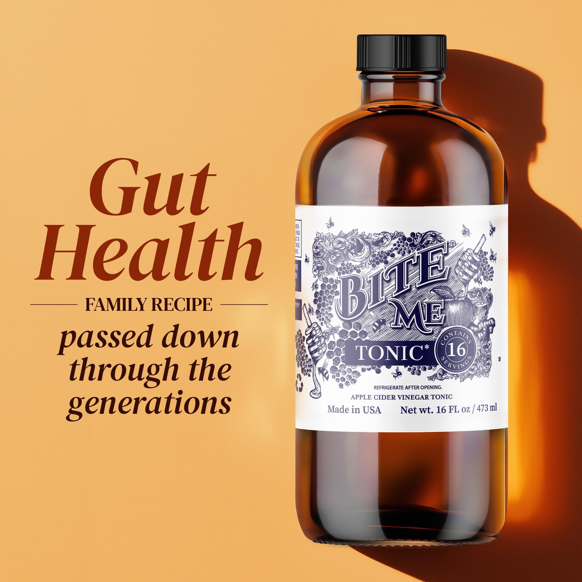 Bite Me Tonic family recipe label highlights heritage and craft