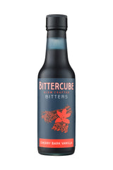 Bittercube Cherry Bark Vanilla bottle close-up, highlighting a complex aroma for cocktails.