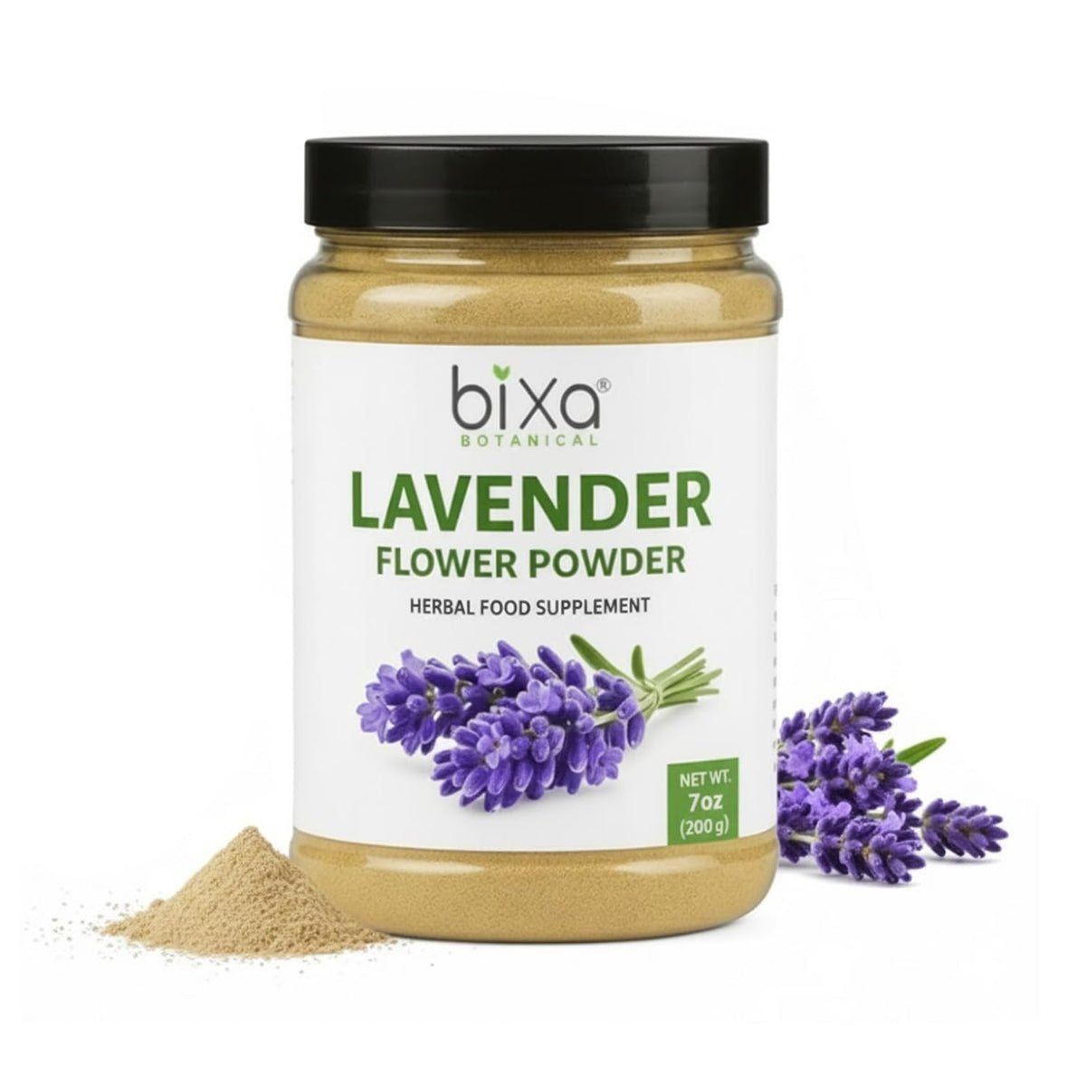 bixa BOTANICAL Lavender Powder bottle on countertop ideal for drinks and baking