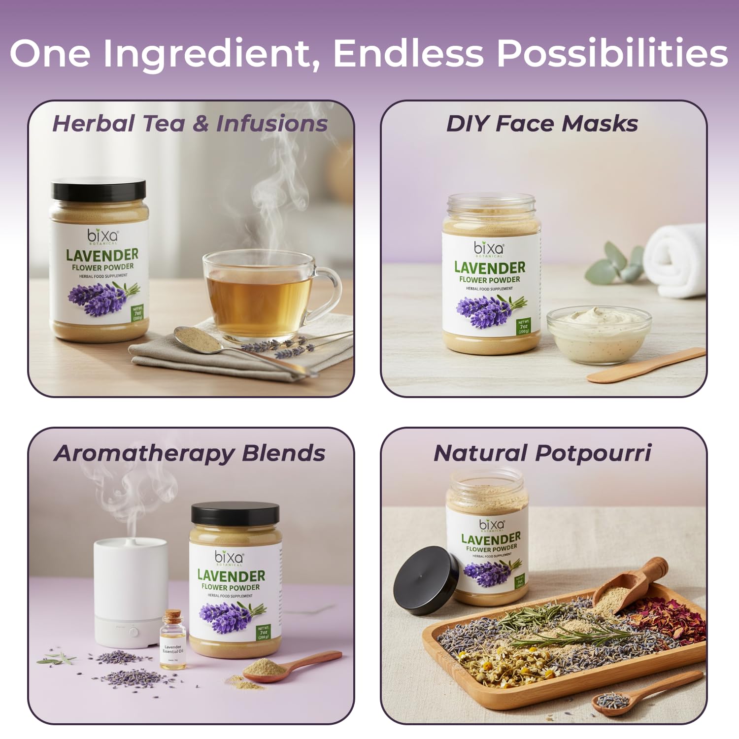 Coffee or latte with lavender powder by bixa BOTANICAL for subtle aroma