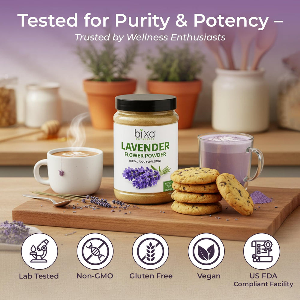 Ingredients label on bixa BOTANICAL Lavender Powder container