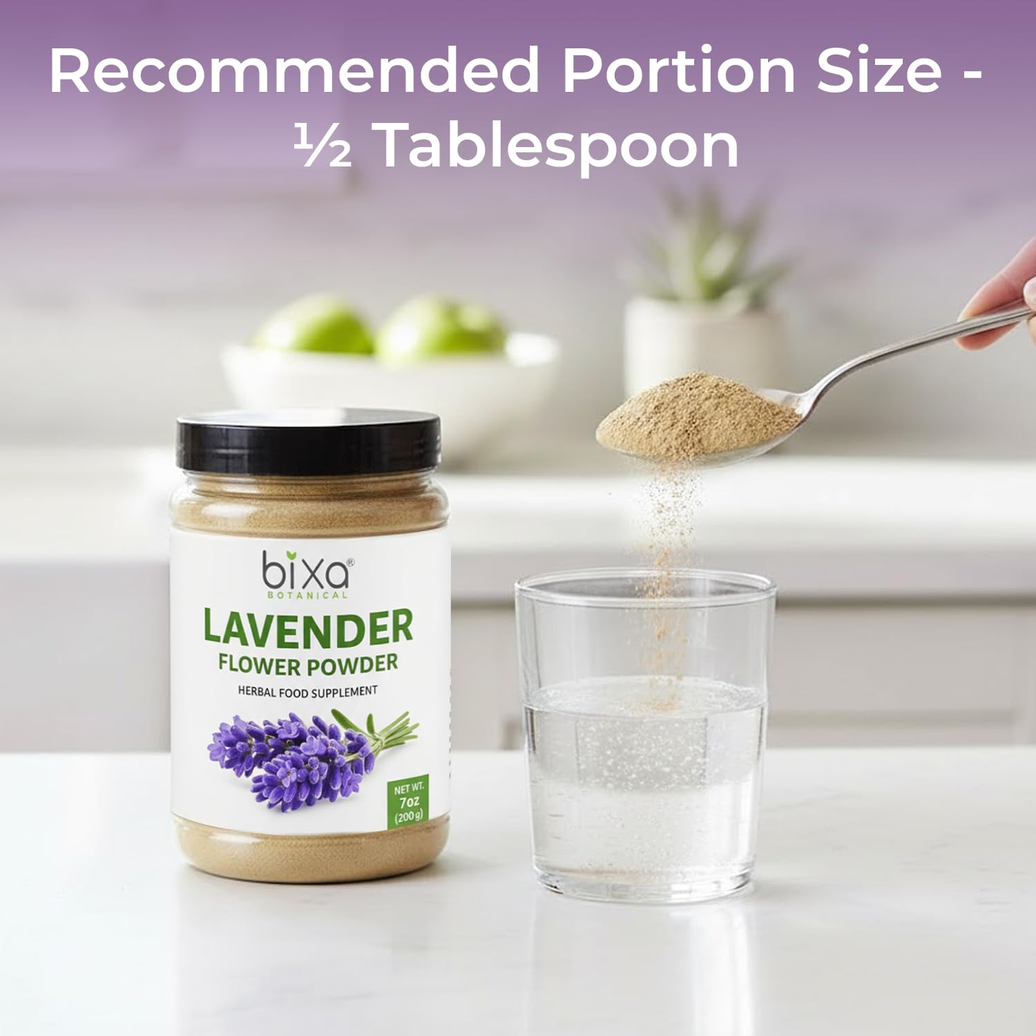 Kitchen scene featuring bixa BOTANICAL Lavender Powder for daily rituals
