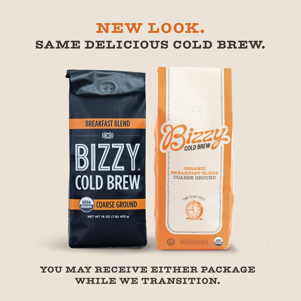 Bizzy Breakfast Blend pour-over setup highlights flexible brewing methods.