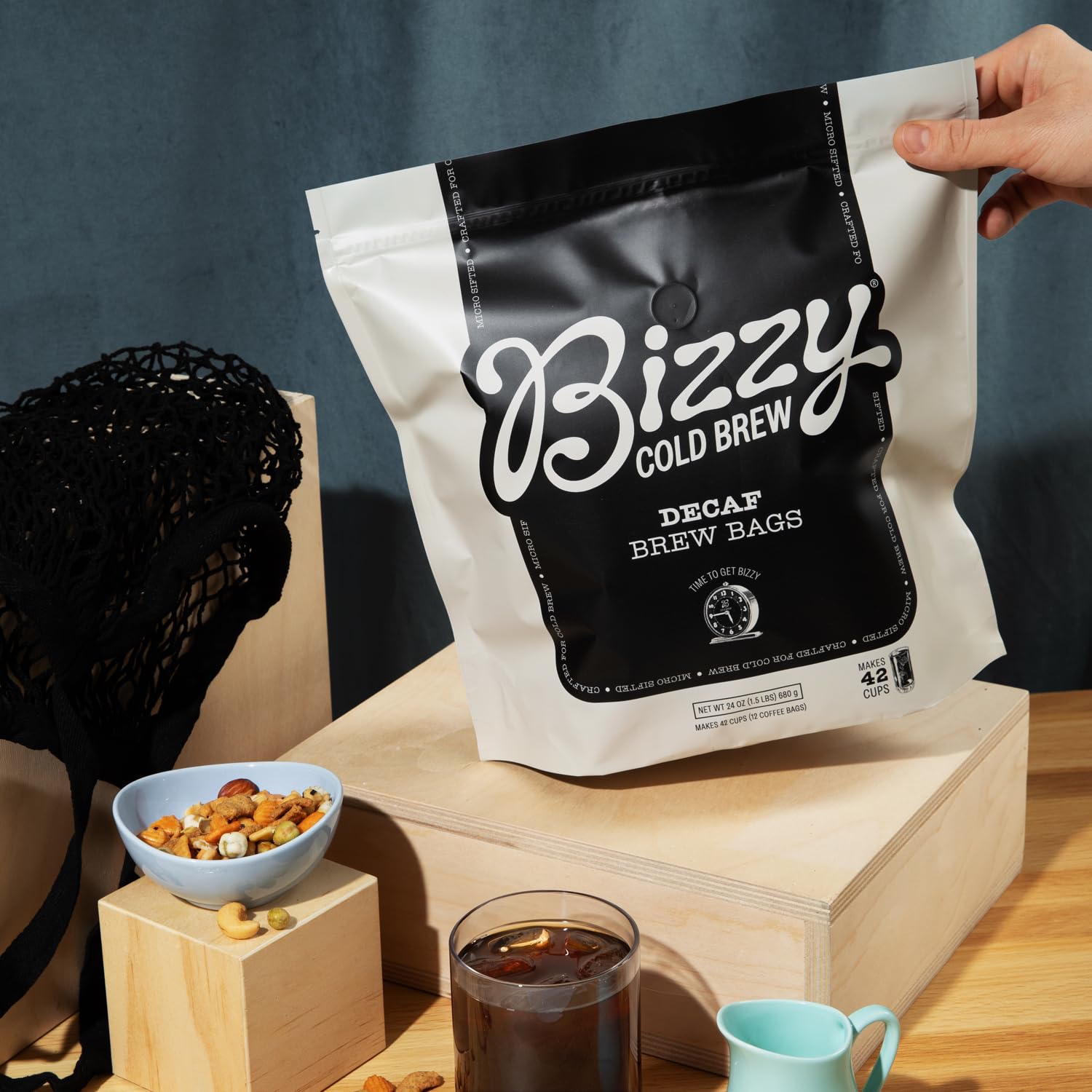 Bizzy Cold Brew micro-sifted grounds deliver smooth extraction.